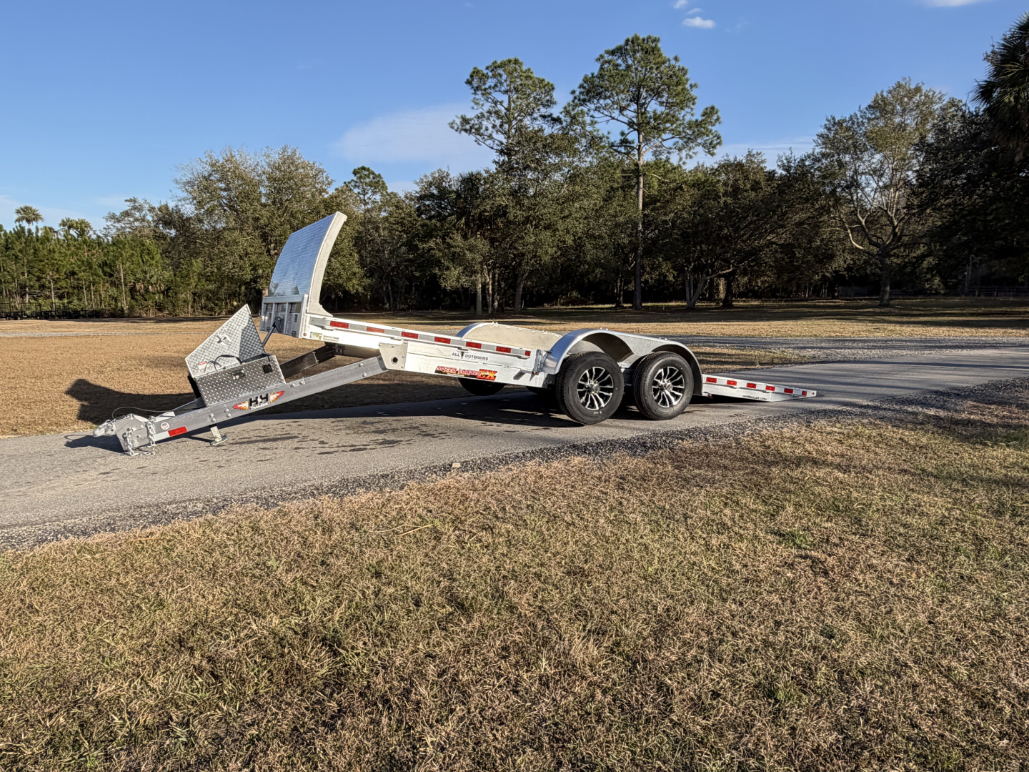 New 2026 H&H Trailers 10K Aluminum Electric Tilt Low Profile Speed Loader Car Hauler