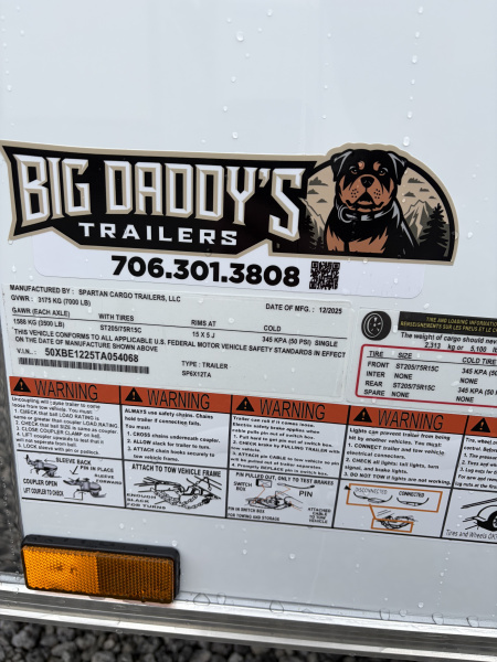New 2026 Spartan Cargo 6X12 Enclosed Trailer, .080 PolyCor, 7K GVWR, Tandem Axle, 6'6" Interior, StableDeck, Full Thermoply Ceiling Liner