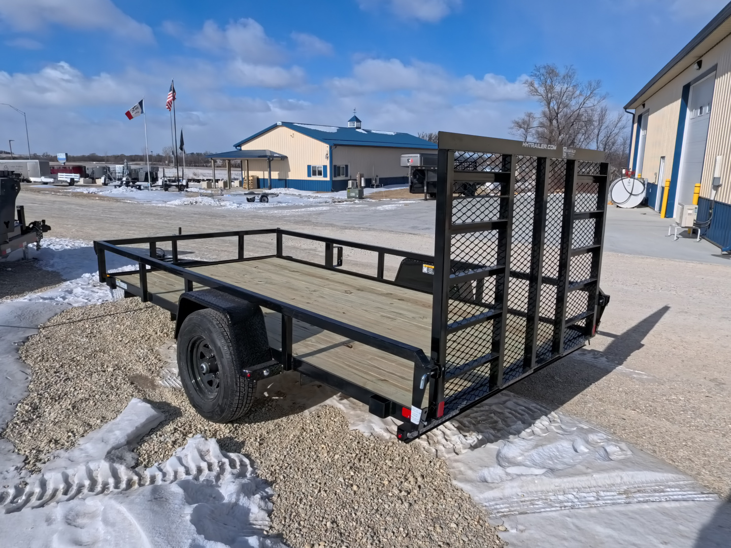 New 2026 H&H 76 x 12 Rail Side Utility Trailer with 5K GVWR, Brakes and Upgraded with a Spring Assist 4 Ft. Tall Ladder Style Gate