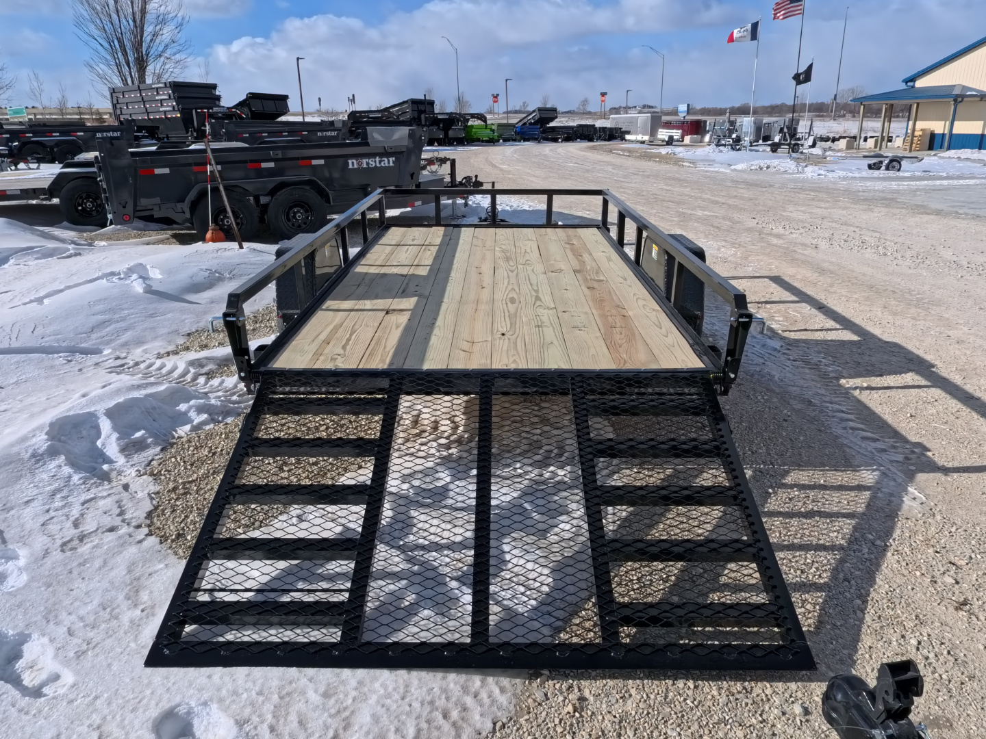 New 2026 H&H 76 x 12 Rail Side Utility Trailer with 5K GVWR, Brakes and Upgraded with a Spring Assist 4 Ft. Tall Ladder Style Gate