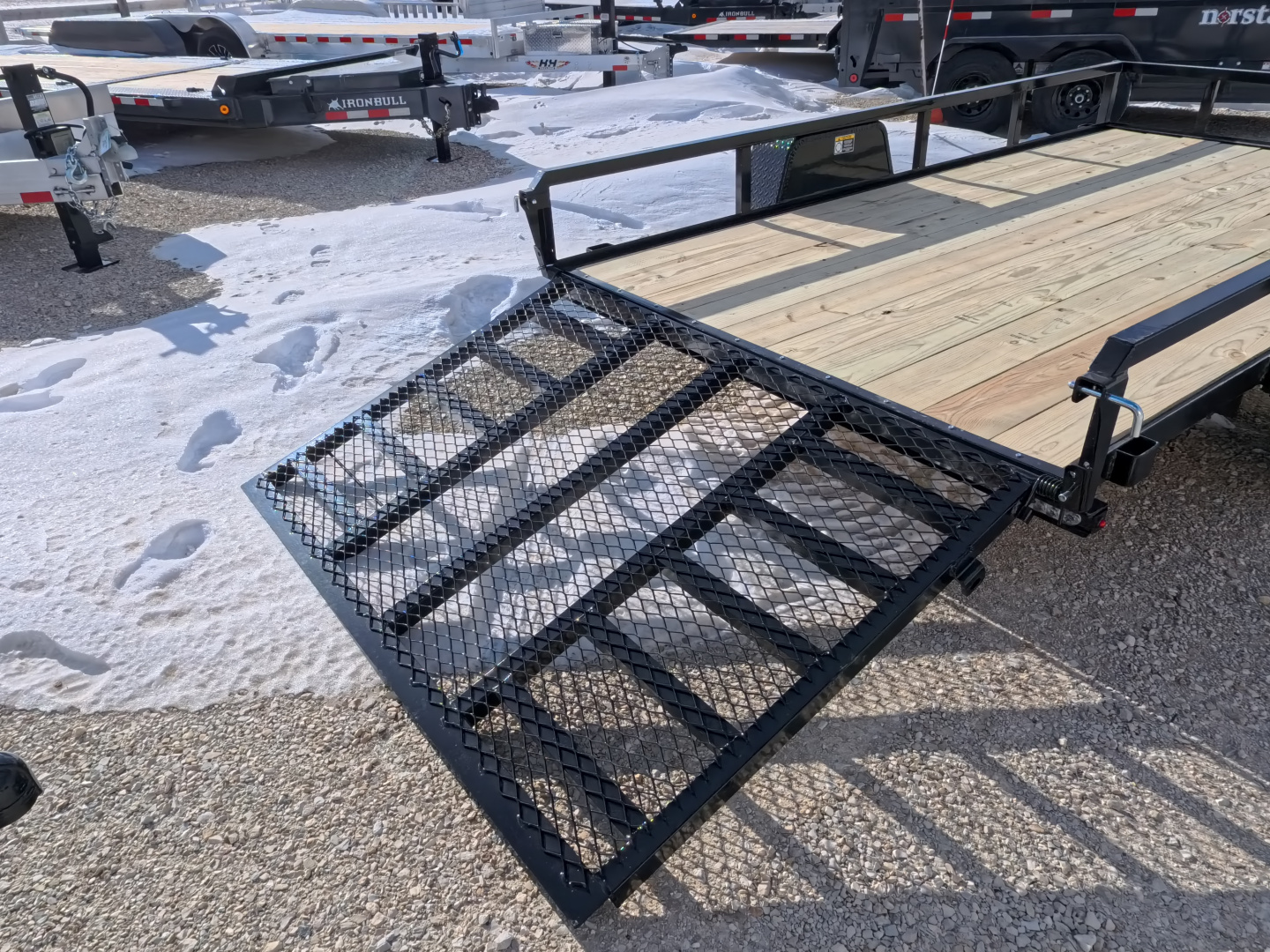 New 2026 H&H 76 x 12 Rail Side Utility Trailer with 5K GVWR, Brakes and Upgraded with a Spring Assist 4 Ft. Tall Ladder Style Gate