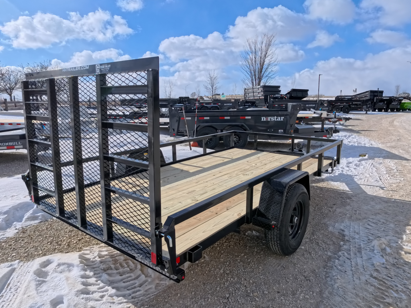 New 2026 H&H 76 x 12 Rail Side Utility Trailer with 5K GVWR, Brakes and Upgraded with a Spring Assist 4 Ft. Tall Ladder Style Gate