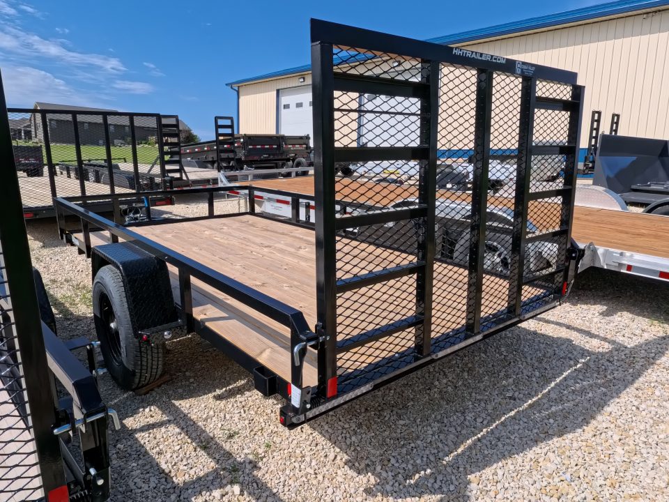 New 2026 H&H 76 x 12 Rail Side Utility Trailer with 5K GVWR, Brakes and Upgraded with a Spring Assist 4 Ft. Tall Ladder Style Gate