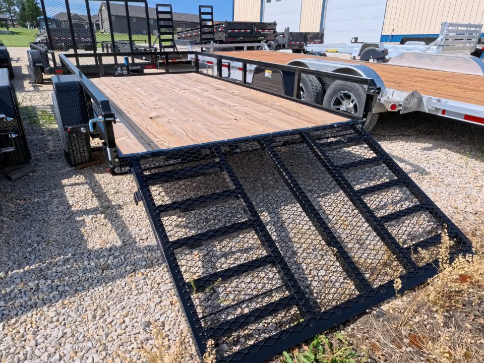 New 2026 H&H 76 x 12 Rail Side Utility Trailer with 5K GVWR, Brakes and Upgraded with a Spring Assist 4 Ft. Tall Ladder Style Gate
