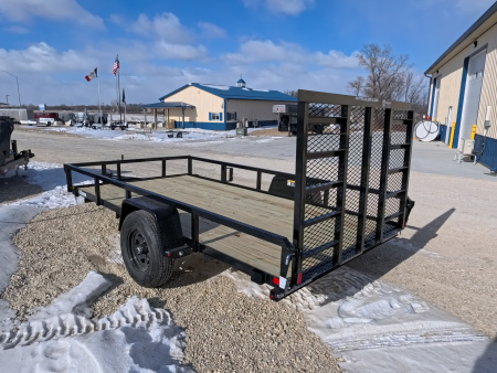 New 2026 H&H 76 x 12 Rail Side Utility Trailer with 5K GVWR, Brakes and Upgraded with a Spring Assist 4 Ft. Tall Ladder Style Gate