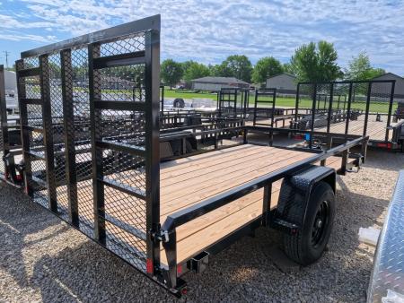 New 2026 H&H 76 x 12 Rail Side Utility Trailer with 5K GVWR, Brakes and Upgraded with a Spring Assist 4 Ft. Tall Ladder Style Gate