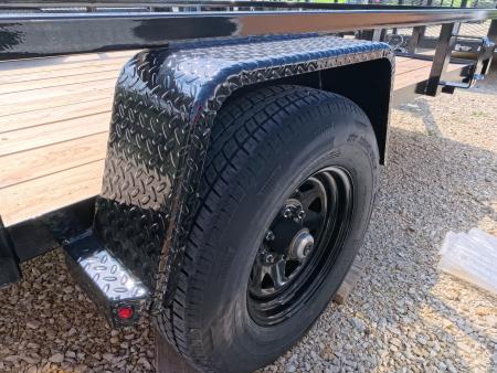 New 2026 H&H 76 x 12 Rail Side Utility Trailer with 5K GVWR, Brakes and Upgraded with a Spring Assist 4 Ft. Tall Ladder Style Gate
