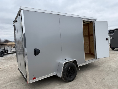 New 2026 Cross Silver 6'x12' 3k Alpha Flat Top V-Nose Enclosed Cargo Trailer
