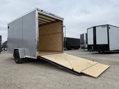 New 2026 Cross Silver 6'x12' 3k Alpha Flat Top V-Nose Enclosed Cargo Trailer