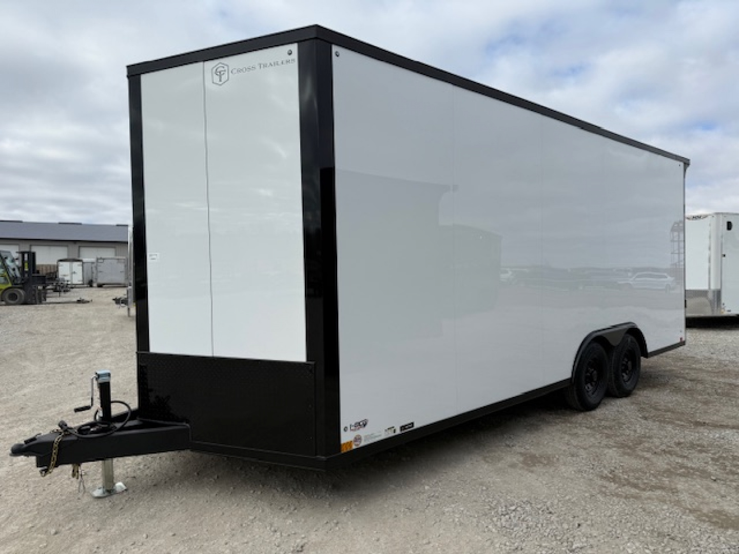 New 2026 Cross White/Black Trim 8.5'x20' 10k Alpha Flat Top V-Nose Enclosed Car Hauler Cargo Trailer