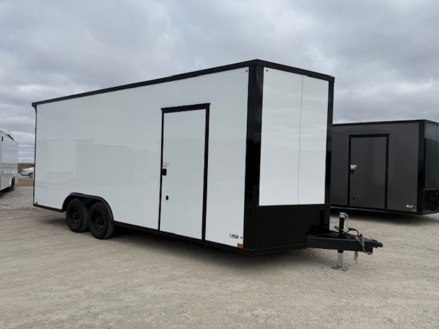New 2026 Cross White/Black Trim 8.5'x20' 10k Alpha Flat Top V-Nose Enclosed Car Hauler Cargo Trailer