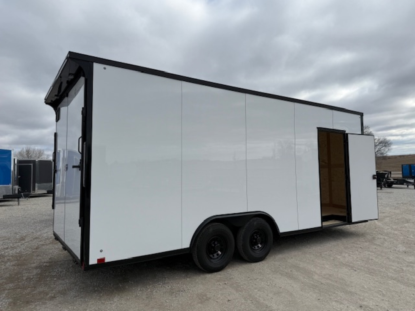 New 2026 Cross White/Black Trim 8.5'x20' 10k Alpha Flat Top V-Nose Enclosed Car Hauler Cargo Trailer