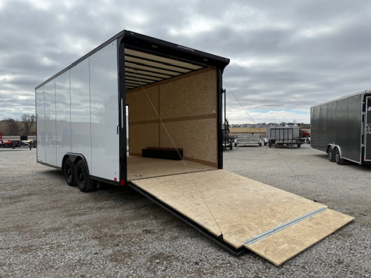 New 2026 Cross White/Black Trim 8.5'x20' 10k Alpha Flat Top V-Nose Enclosed Car Hauler Cargo Trailer