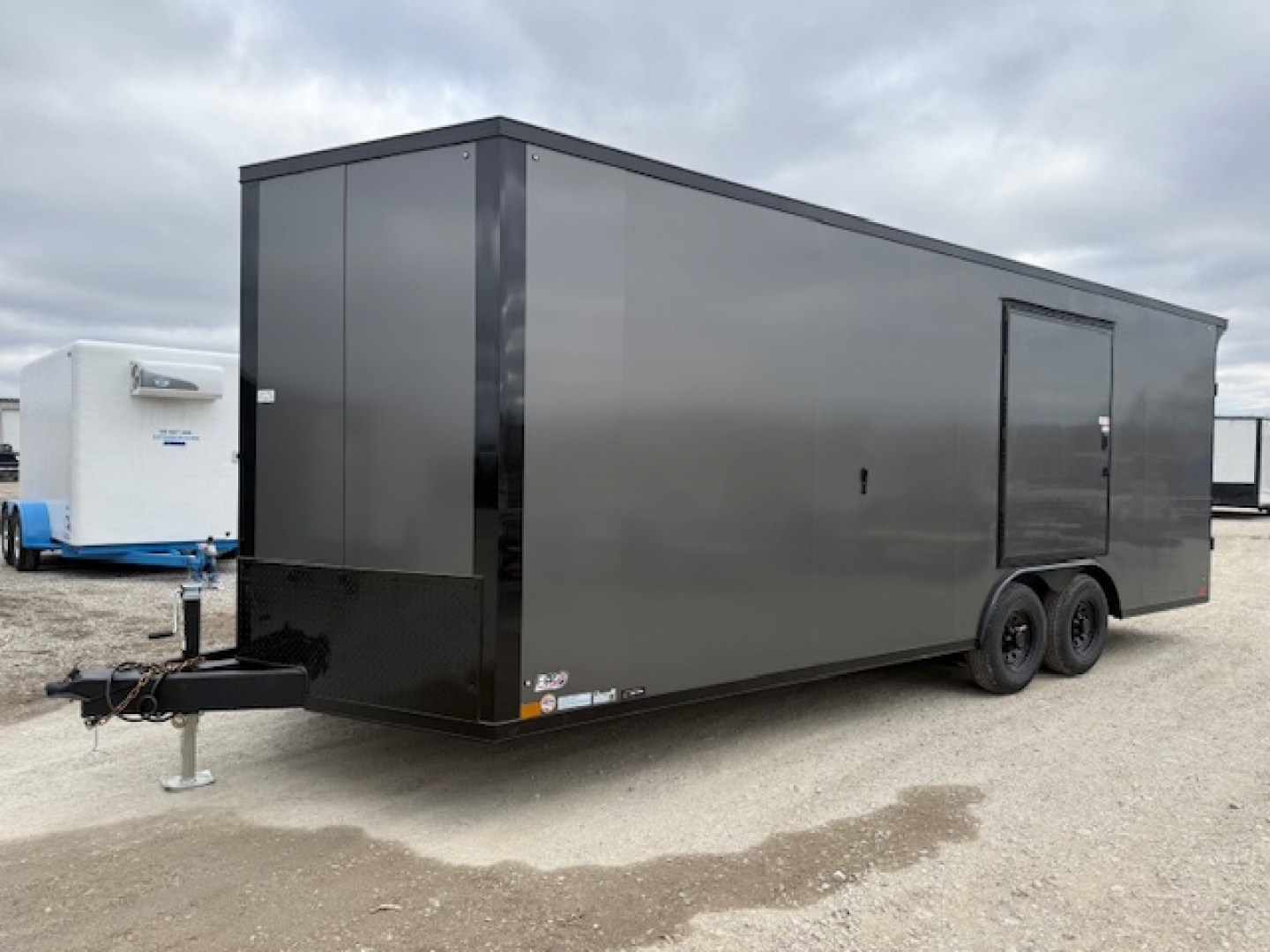 New 2026 Cross Charcoal/Black Trim 8.5'x22' 10k Alpha Flat Top V-Nose Enclosed Car Hauler Cargo Trailer