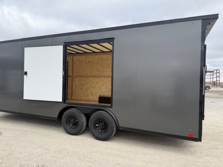 New 2026 Cross Charcoal/Black Trim 8.5'x22' 10k Alpha Flat Top V-Nose Enclosed Car Hauler Cargo Trailer
