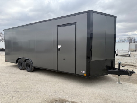 New 2026 Cross Charcoal/Black Trim 8.5'x22' 10k Alpha Flat Top V-Nose Enclosed Car Hauler Cargo Trailer