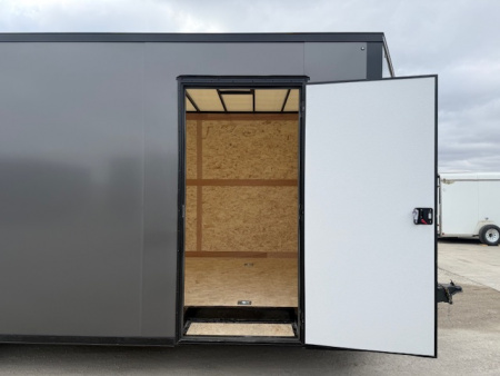 New 2026 Cross Charcoal/Black Trim 8.5'x22' 10k Alpha Flat Top V-Nose Enclosed Car Hauler Cargo Trailer