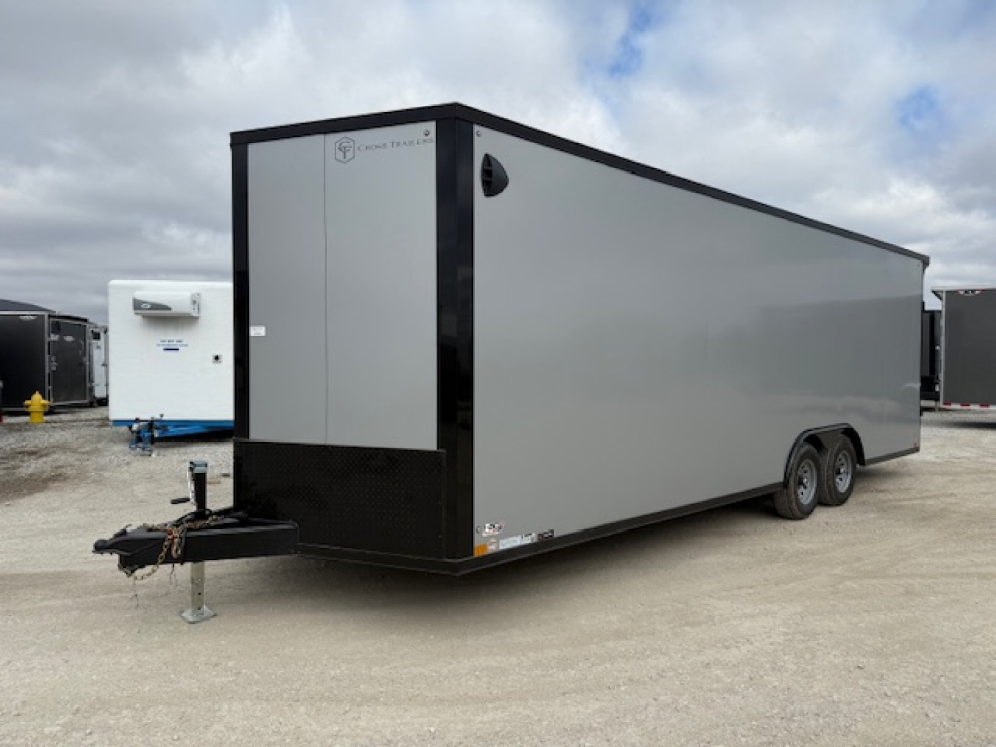 New 2026 Cross Silver/Black Trim 8.5'x24' 10k Alpha Flat Top V-Nose Enclosed Car Hauler Cargo Trailer