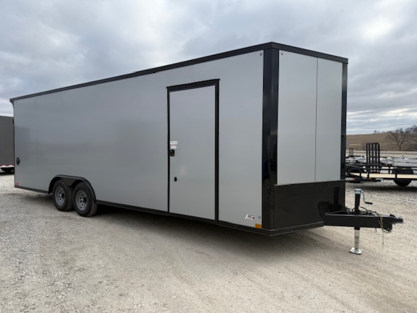 New 2026 Cross Silver/Black Trim 8.5'x24' 10k Alpha Flat Top V-Nose Enclosed Car Hauler Cargo Trailer
