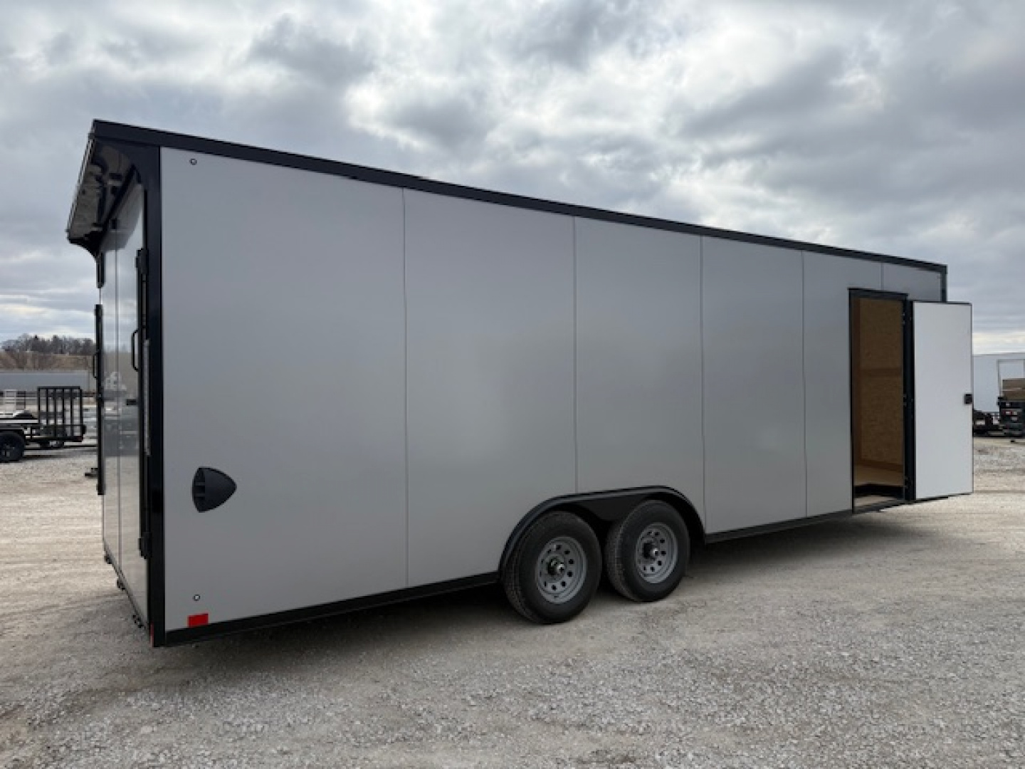 New 2026 Cross Silver/Black Trim 8.5'x24' 10k Alpha Flat Top V-Nose Enclosed Car Hauler Cargo Trailer