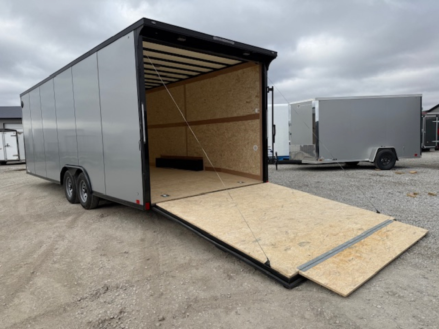 New 2026 Cross Silver/Black Trim 8.5'x24' 10k Alpha Flat Top V-Nose Enclosed Car Hauler Cargo Trailer