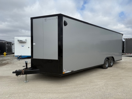 New 2026 Cross Silver/Black Trim 8.5'x24' 10k Alpha Flat Top V-Nose Enclosed Car Hauler Cargo Trailer