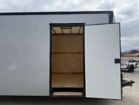 New 2026 Cross Silver/Black Trim 8.5'x24' 10k Alpha Flat Top V-Nose Enclosed Car Hauler Cargo Trailer