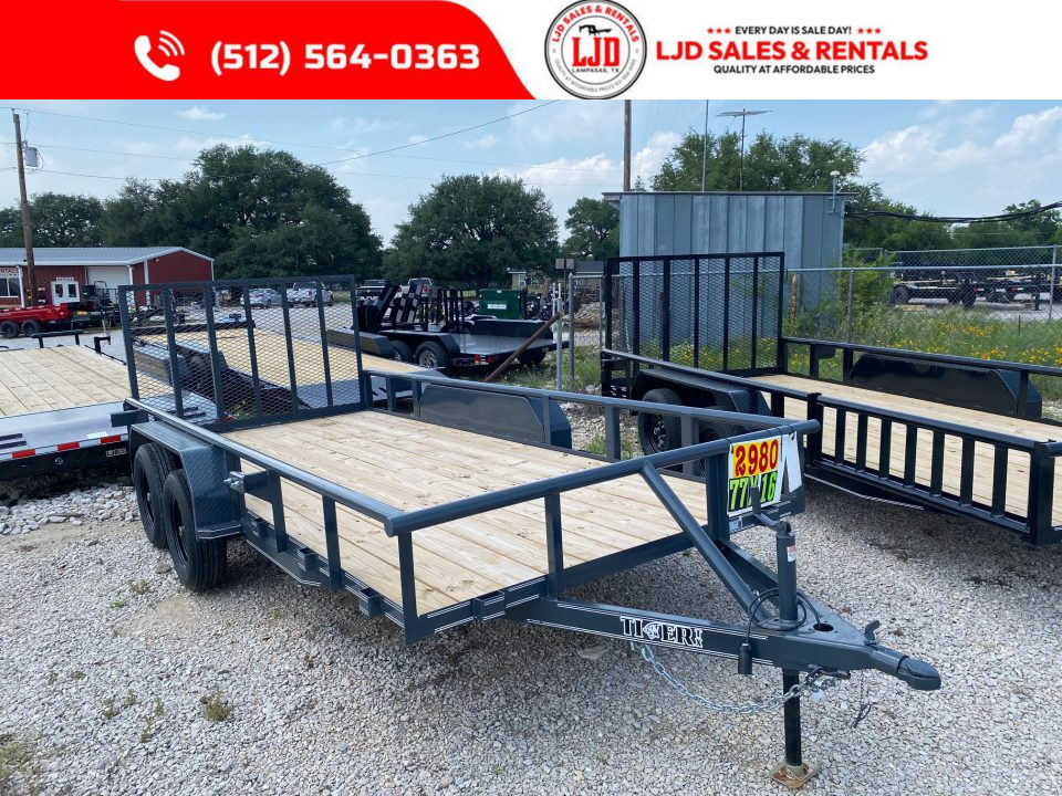 New 2026 Tiger - Utility Trailer 77  x 16' - 4' GATE