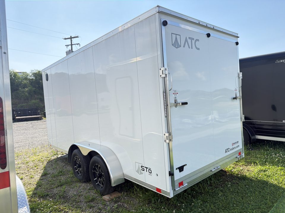 New 2026 ATC 7x16 + 2' V Nose Sto400 All Aluminum Cargo Trailer w/ Ramp