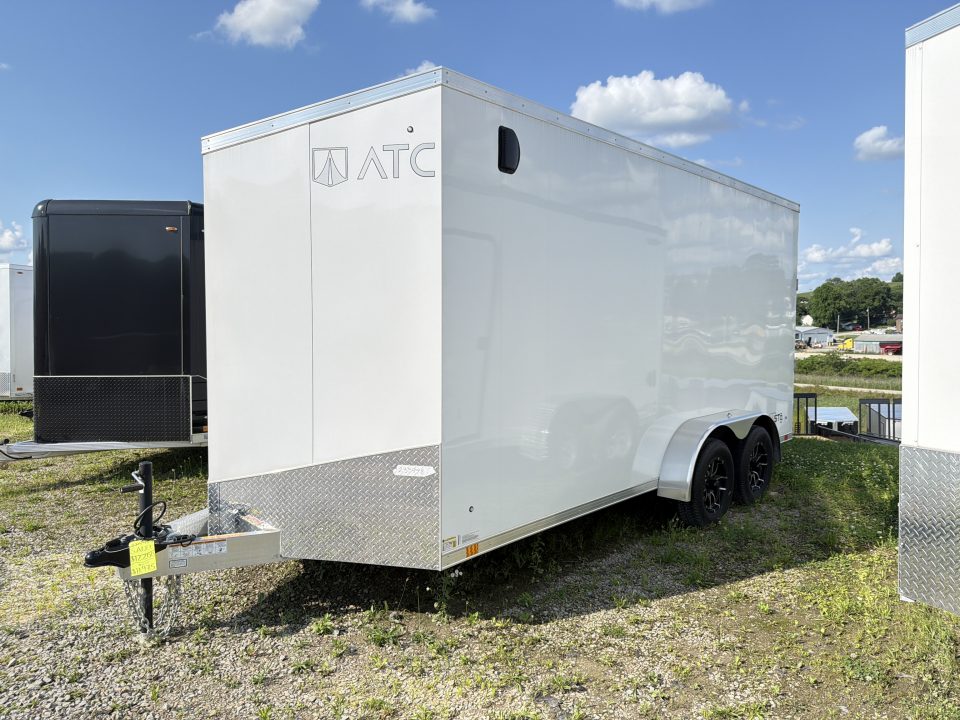 New 2026 ATC 7x16 + 2' V Nose Sto400 All Aluminum Cargo Trailer w/ Ramp