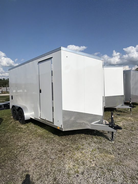 New 2026 ATC 7x16 + 2' V Nose Sto400 All Aluminum Cargo Trailer w/ Ramp