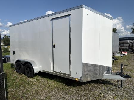 New 2026 ATC 7x16 + 2' V Nose Sto400 All Aluminum Cargo Trailer w/ Ramp