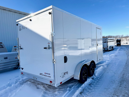 New 2026 ATC 7x16 + 2' V Nose Sto400 All Aluminum Cargo Trailer w/ Ramp