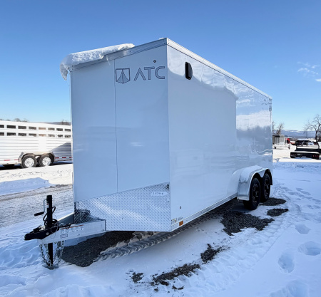 New 2026 ATC 7x16 + 2' V Nose Sto400 All Aluminum Cargo Trailer w/ Ramp