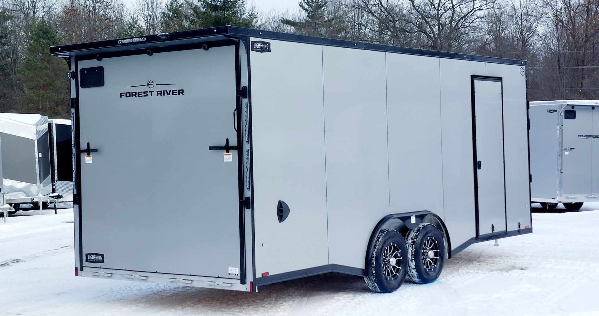 New 8 X 20 + 4 V-NOSE SNOWMOBILE/CAR HAULER ENCLOSED 5200# AXLES ALL ALUMINUM LIGHTNING