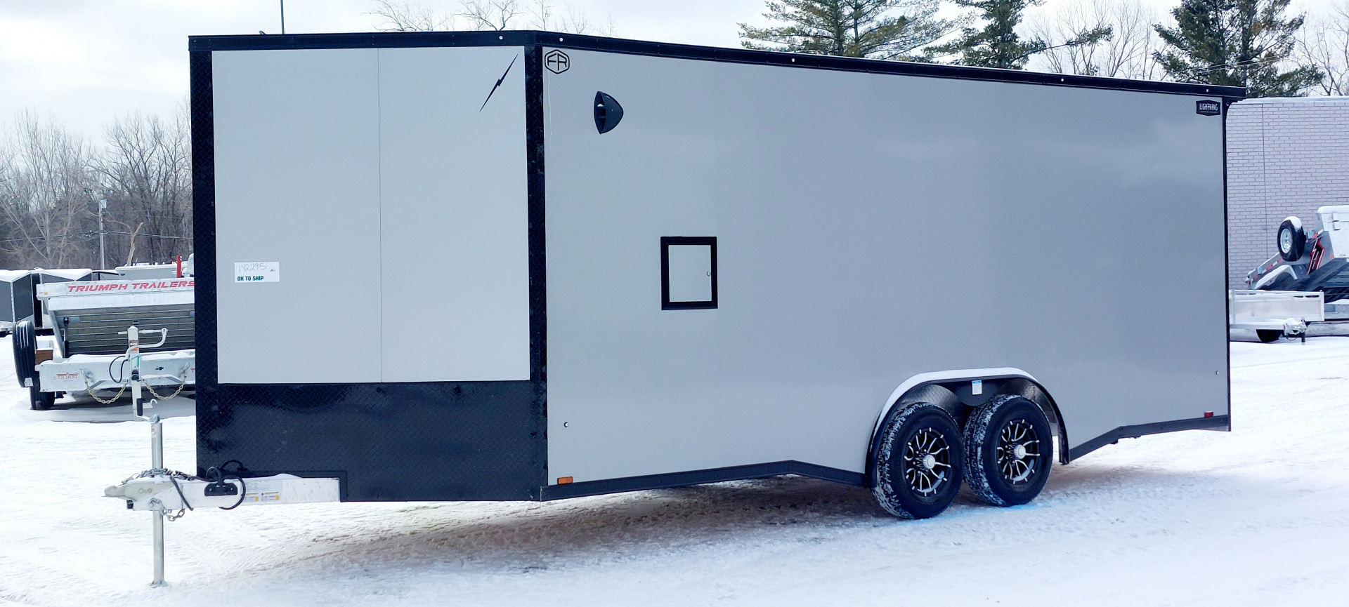 New 8 X 20 + 4 V-NOSE SNOWMOBILE/CAR HAULER ENCLOSED 5200# AXLES ALL ALUMINUM LIGHTNING