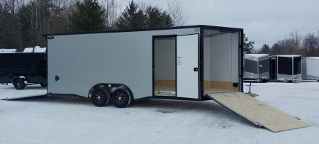 New 8 X 20 + 4 V-NOSE SNOWMOBILE/CAR HAULER ENCLOSED 5200# AXLES ALL ALUMINUM LIGHTNING