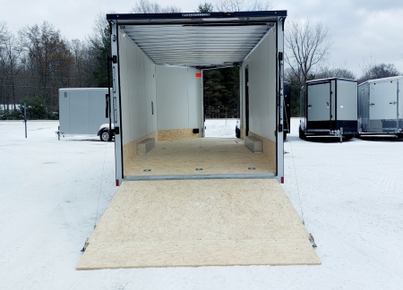 New 8 X 20 + 4 V-NOSE SNOWMOBILE/CAR HAULER ENCLOSED 5200# AXLES ALL ALUMINUM LIGHTNING