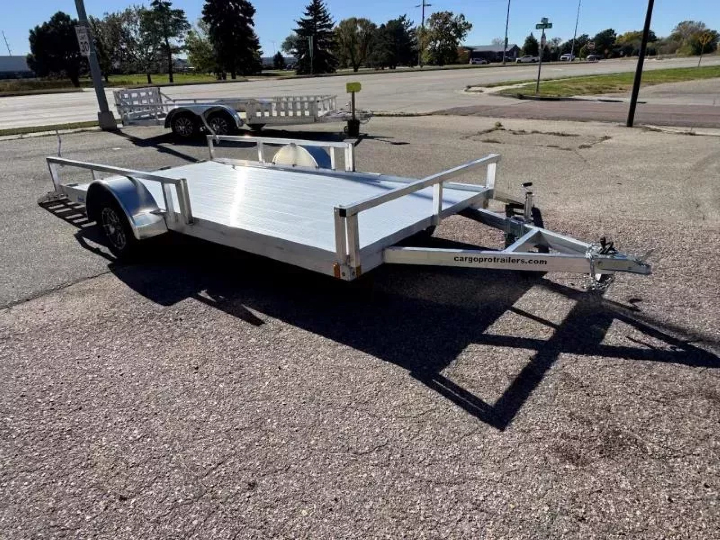 New ALCOM 80x14 Aluminum UtilityTrailer with side load & rear bifold ramp ALUMINUM FLOOR