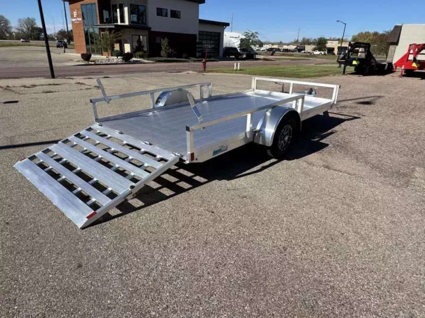 New ALCOM 80x14 Aluminum UtilityTrailer with side load & rear bifold ramp ALUMINUM FLOOR