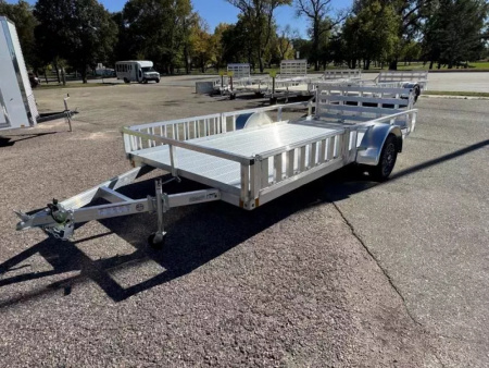 New ALCOM 80x14 Aluminum UtilityTrailer with side load & rear bifold ramp ALUMINUM FLOOR