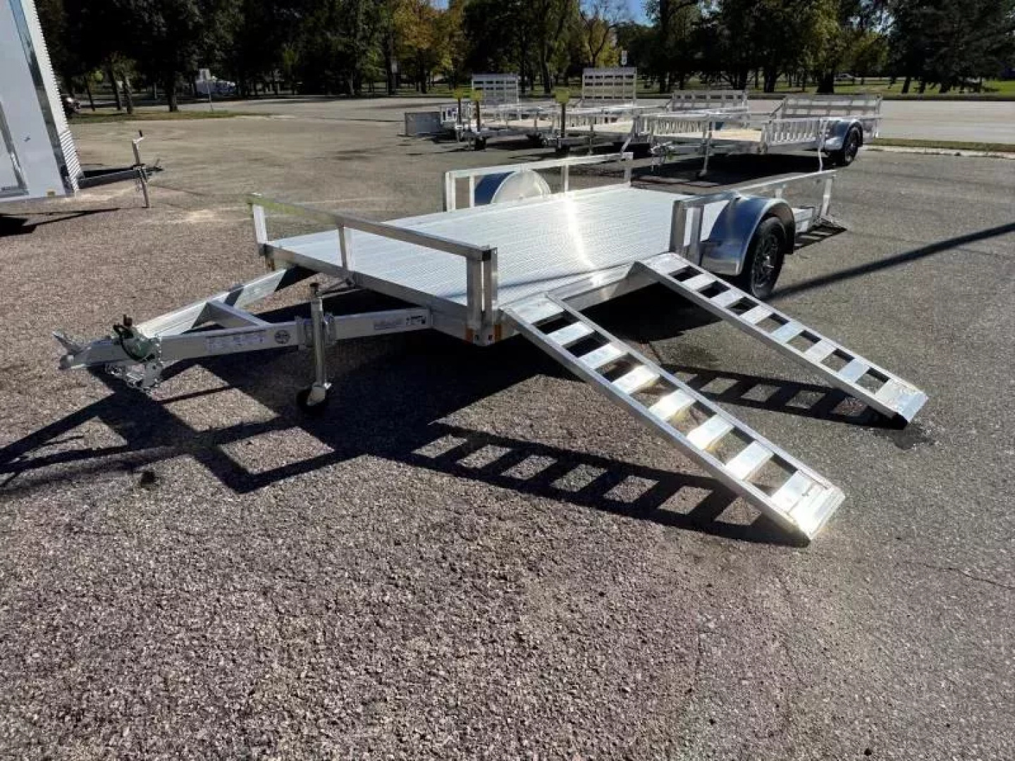 New ALCOM 80x14 Aluminum UtilityTrailer with side load & rear bifold ramp ALUMINUM FLOOR