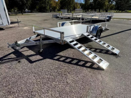 New ALCOM 80x14 Aluminum UtilityTrailer with side load & rear bifold ramp ALUMINUM FLOOR