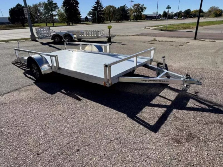 New ALCOM 80x14 Aluminum UtilityTrailer with side load & rear bifold ramp ALUMINUM FLOOR