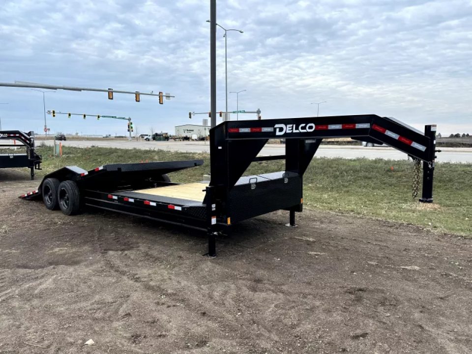 New Delco premium gooseneck 24' Split deck tilt bed- #8000 lb torsion axles- #16000lb GVWR (16 tilt+8'stationary) Tilt Trailer w/ 102" wide body