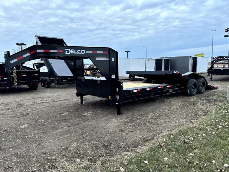 New Delco premium gooseneck 24' Split deck tilt bed- #8000 lb torsion axles- #16000lb GVWR (16 tilt+8'stationary) Tilt Trailer w/ 102" wide body