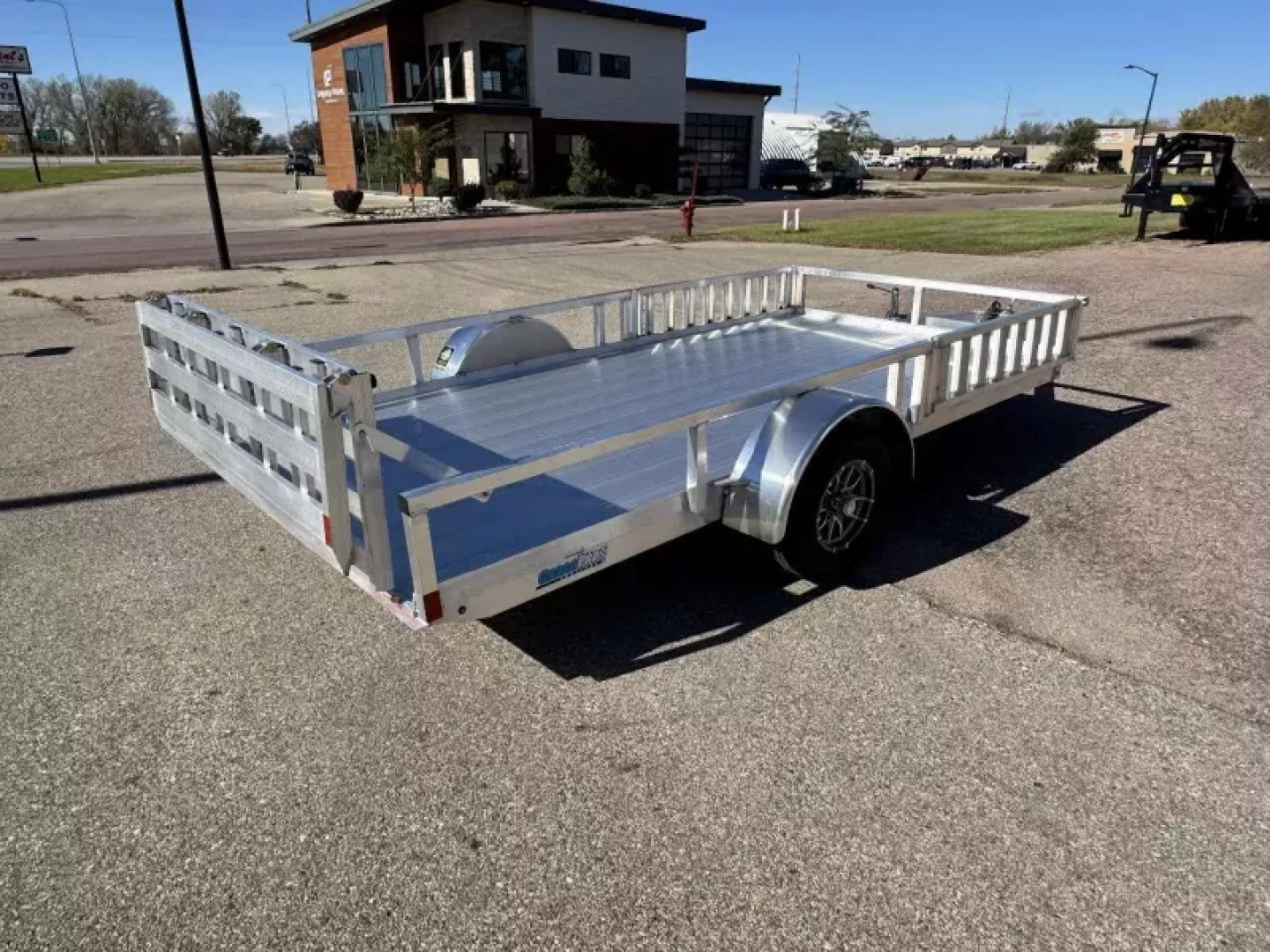 New ALCOM 80x14 Aluminum UtilityTrailer with side load & rear bifold ramp