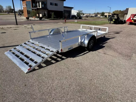 New ALCOM 80x14 Aluminum UtilityTrailer with side load & rear bifold ramp