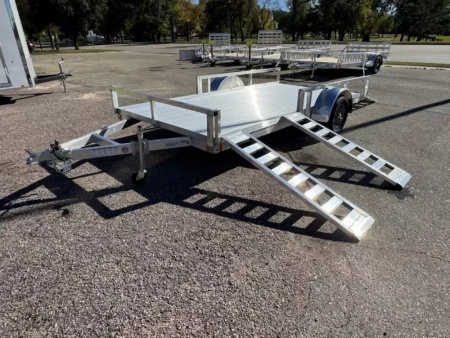 New ALCOM 80x14 Aluminum UtilityTrailer with side load & rear bifold ramp