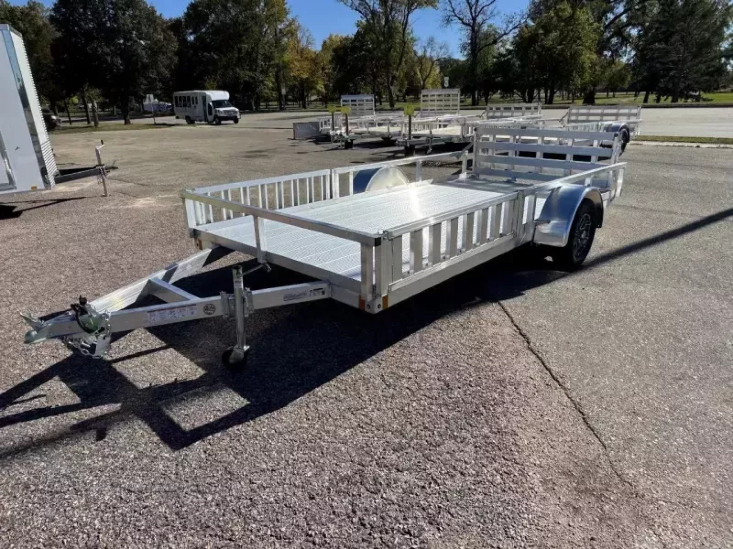 New ALCOM 80x14 Aluminum UtilityTrailer with side load & rear bifold ramp